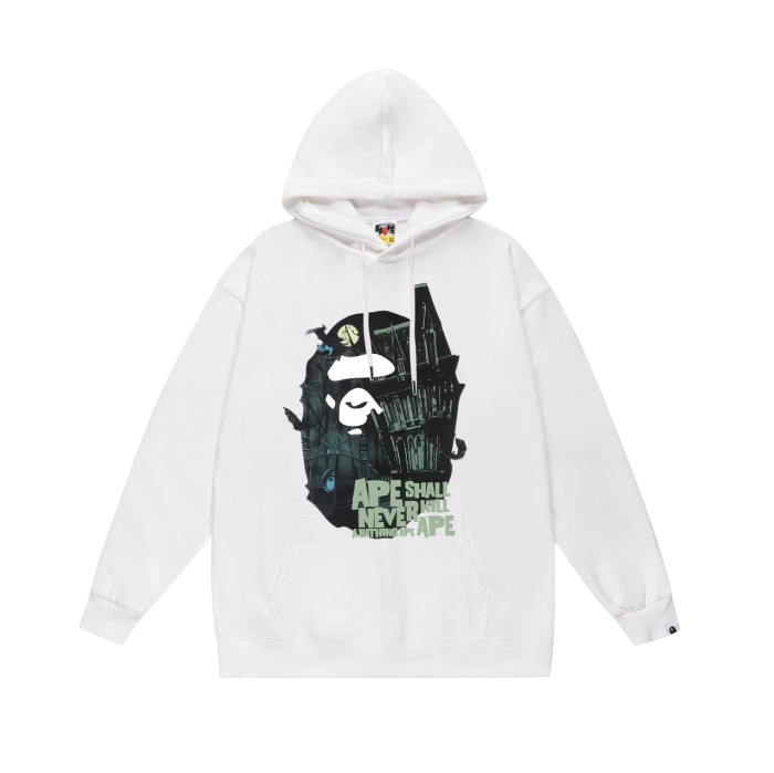 BAPE Halloween limited edition Ape Head Haunted Mansion graphic hoodie