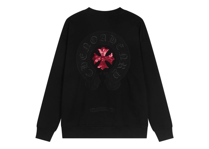 Chrome Hearts latest basic crewneck sweatshirt Black/Red